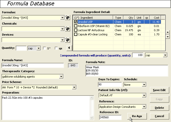  Formula Database 