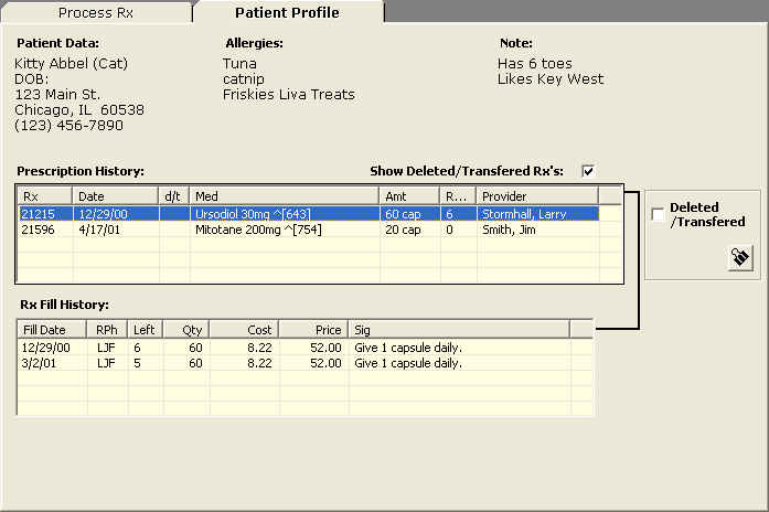  Patient Profile screen 